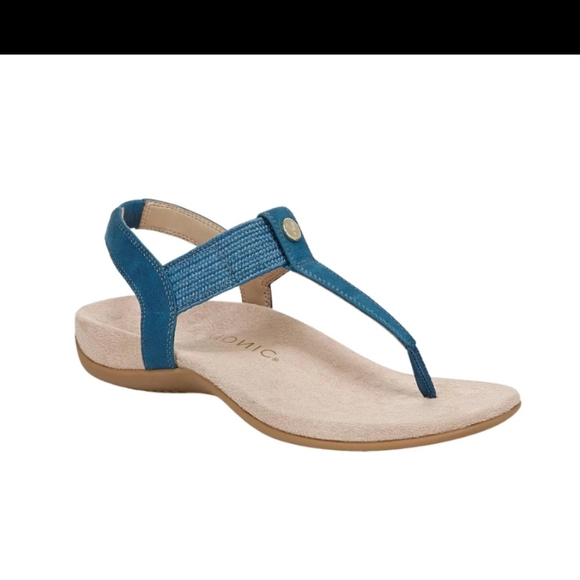 Vionic Brea Toe Post Slingback Sandal Celestial Teal Nubuck I9863L5403 - Picture 3 of 8